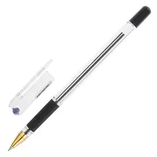 Ручка шариковая масляная с грипом Munhwa "MC Gold" черная корпус прозрачный узел 05 мм.