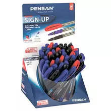 Ручка шариковая масляная с грипом Pensan "Sign-Up" классические цвета ассорти дисплей линия письма 08 мм.