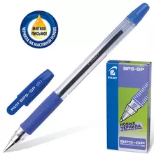 Ручка шариковая масляная с грипом Pilot "BPS-GP" синяя корпус прозрачный узел 05 мм. BPS-GP-EF
