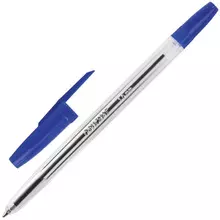 Ручка шариковая Офисмаг "Line" синяя корпус прозрачный узел 1 мм.