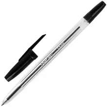 Ручка шариковая Офисмаг "Line" черная корпус прозрачный узел 1 мм.