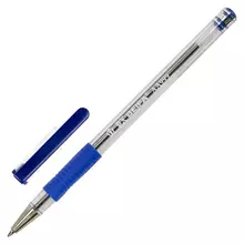 Ручка шариковая с грипом Beifa (Бэйфа) синяя корпус прозрачный узел 07 мм.