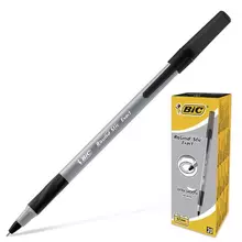 Ручка шариковая с грипом Bic "Round Stic Exact" черная корпус серый узел 07 мм.