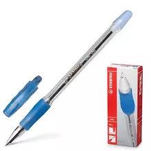 Ручка шариковая с грипом Stabilo "Bille" синяя корпус прозрачный узел 07 мм.