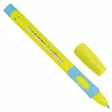 Ручка шариковая с грипом Stabilo "LeftRight", синяя, для левшей, корпус желтый/голубой