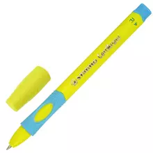 Ручка шариковая с грипом Stabilo "LeftRight" синяя для правшей корпус желтый/голубой