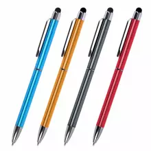 Ручка-стилус Sonnen для смартфонов/планшетов, синяя, корпус ассорти, серебристые детали, линия письма 1 мм.