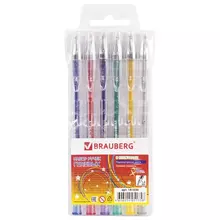 Ручки гелевые Brauberg "Jet" набор 6 цветов блестки узел 1 мм.