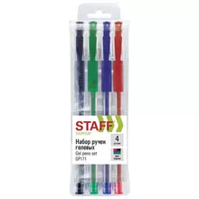 Ручки гелевые с грипом Staff "Everyday" GP-171 набор 4 цвета узел 05 мм.