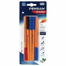 Ручки шариковые масляные Pensan "Officepen" набор 10 шт. ассорти узел 1 мм.