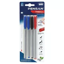 Ручки шариковые масляные Pensan "Triball Colored" набор 4 шт. ассорти 1 мм.