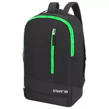 Рюкзак Staff STRIKE универсальный 3 кармана черный с салатовыми деталями 45х27х12 см.
