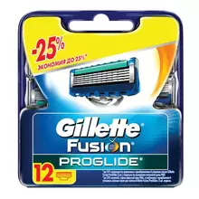 Сменные кассеты для бритья 12 шт. GILLETTE (Жиллет) "Fusion ProGlide", для мужчин