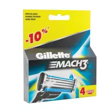 Сменные кассеты для бритья 4 шт. GILLETTE (Жиллет) "Mach3", для мужчин