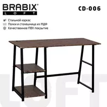 Стол на металлокаркасе Brabix "LOFT CD-006", 1200х500х730 мм. 2 полки, цвет морёный дуб