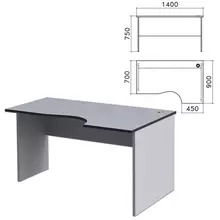Стол письменный эргономичный "Монолит" 1400х900х750 мм. правый цвет серый