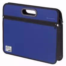 Сумка пластиковая Brauberg А4+ 390х315х70 мм. на молнии внешний карман фактура бисер синяя