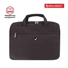 Сумка-портфель Brauberg с отделением для ноутбука 13-14", "Chance", 3 кармана, черная, 36х28х5 см.