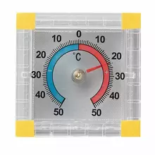 Термометр оконный биметаллический, крепление на липучку, диапазон от -50 до +50°C, ПТЗ