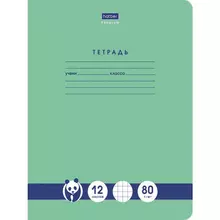 Тетрадь 12 л. Hatber Premium клетка обложка картон "Панда"