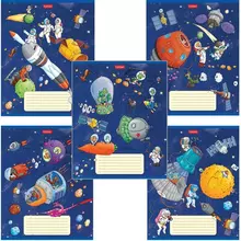 Тетрадь 18 л. Hatber клетка обложка картон "Космическое приключение"