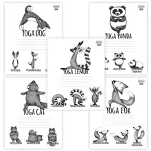 Тетрадь 24 л. Hatber клетка обложка картон "Animals Yoga"