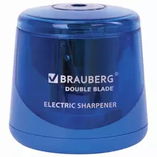 Точилка электрическая Brauberg DOUBLE BLADE двойное лезвие питание от 2 батареек AA