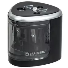 Точилка электрическая Brauberg DUAL (для 2 диаметров карандашей!) 4 батарейки АА черная