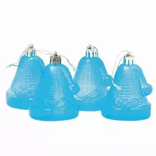 Украшения елочные подвесные "Колокольчики", набор 4 шт. 6,5 см. пластик, полупрозрачные, голубые
