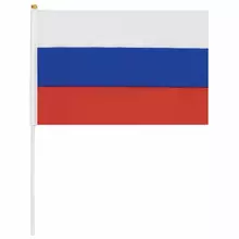 Флаг России ручной 20х30 см. без герба, с флагштоком, Brauberg