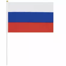 Флаг России ручной 30х45 см. без герба, с флагштоком, Brauberg