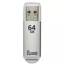 Флеш-диск 64 GB Smartbuy V-Cut USB 2.0 металлический корпус серебристый