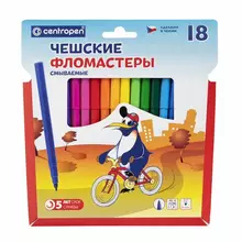 Фломастеры 18 цветов Centropen "Пингвины" смываемые вентилируемый колпачок 7790/18ET 7 7790 1886