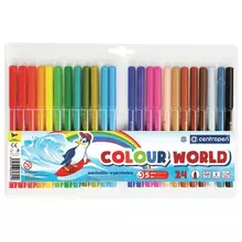 Фломастеры 24 цвета Centropen "Colour World" трехгранные смываемые вентилируемый колпачок