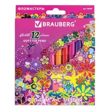 Фломастеры Brauberg "Blooming flowers" 12 цветов вентилируемый колпачок с фольгой