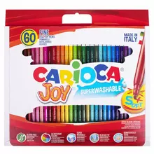 Фломастеры CARIOCA (Италия) "Joy" 60 шт. 30 цветов суперсмываемые картонная коробка с ручкой
