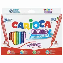 Фломастеры двухсторонние CARIOCA (Италия) "Birello" 24 цвета суперсмываемые