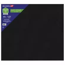 Холст черный на картоне (МДФ) 40х50 см. грунт хлопок мелкое зерно Brauberg Art Classic