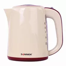 Чайник Sonnen KT-002 17 л. 2200 Вт закрытый нагревательный элемент пластик бежевый/красный