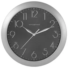 Часы настенные TROYKA круг черные серебристая рамка 29х29х35 см.