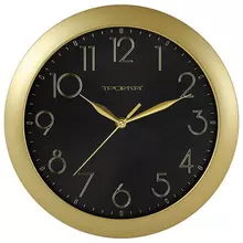 Часы настенные TROYKA круг черные золотая рамка 29х29х35 см.