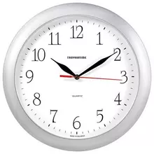 Часы настенные TROYKATIME (TROYKA) , круг, белые, серебристая рамка, 29х29х3,5 см.