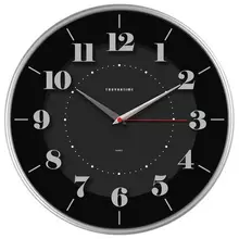 Часы настенные TROYKATIME (TROYKA) круг черные серебристая рамка 305х305х5 см.