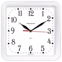 Часы настенные TROYKATIME (TROYKA) квадрат белые белая рамка 26х26х35 см.