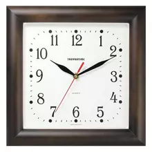 Часы настенные TROYKATIME (TROYKA) квадрат белые коричневая рамка 29х29х35 см.