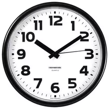 Часы настенные TROYKATIME (TROYKA) , круг, белые, черная рамка, 23х23х4 см.