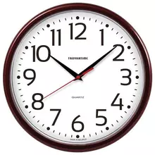 Часы настенные TROYKATIME (TROYKA) , круг, белые, коричневая рамка, 23х23х4 см.