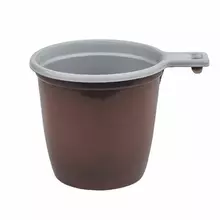 Чашка одноразовая для чая и кофе 200 мл. комплект 50 шт. пластик, бело-коричневые