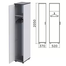 Шкаф для одежды "Монолит" 370х520х2050 мм. цвет серый