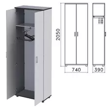 Шкаф для одежды "Монолит" 740х390х2050 мм. цвет серый